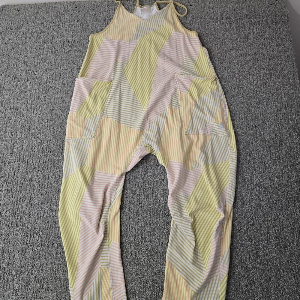 FP Movement Hot Shot Romper S Pastel Geometric Stripe Harem Jumpsuit